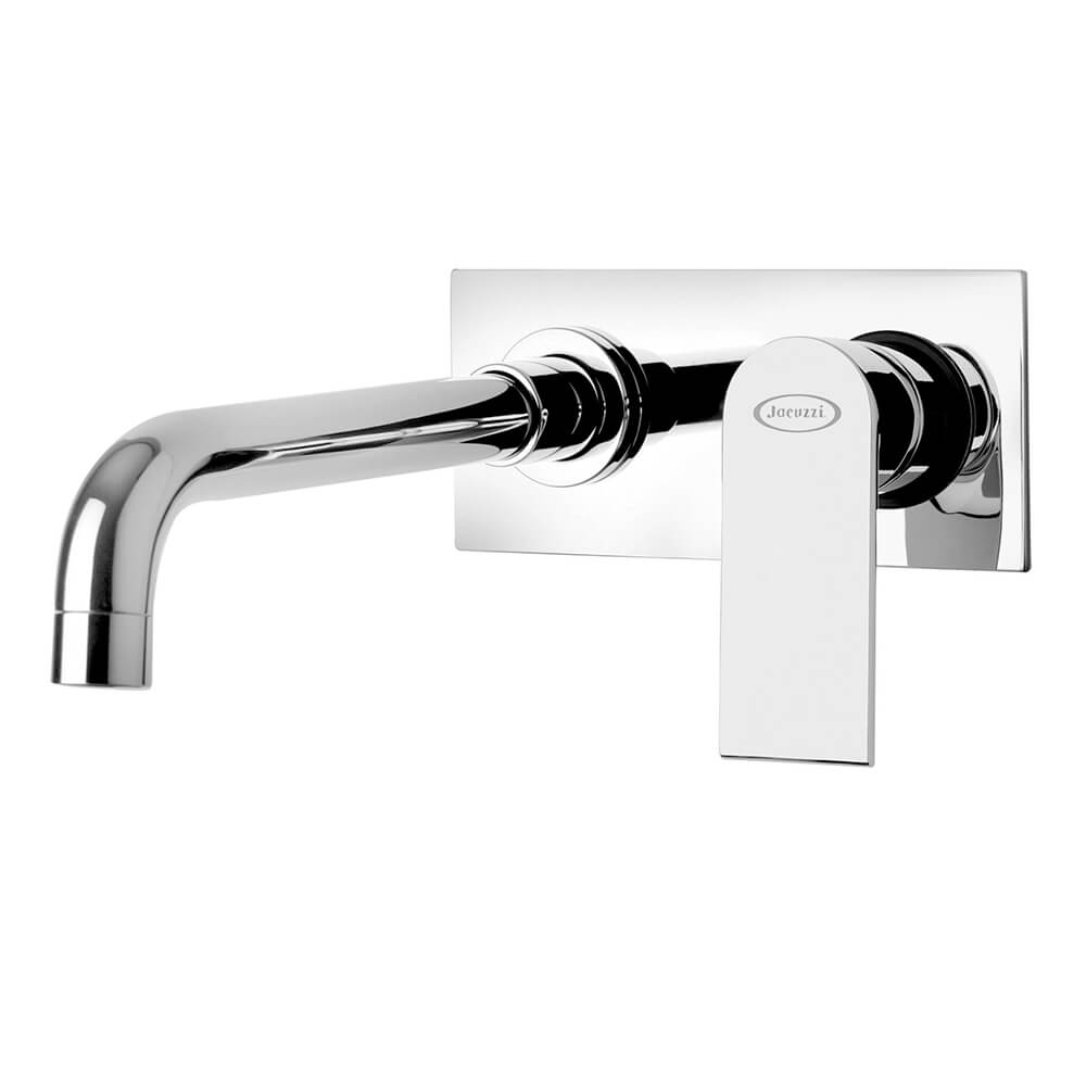 Miscelatore lavabo a muro con piastra interasse 10 cm Jacuzzi | rubinetteria Twilight ottone cromato 0TI00497JA03