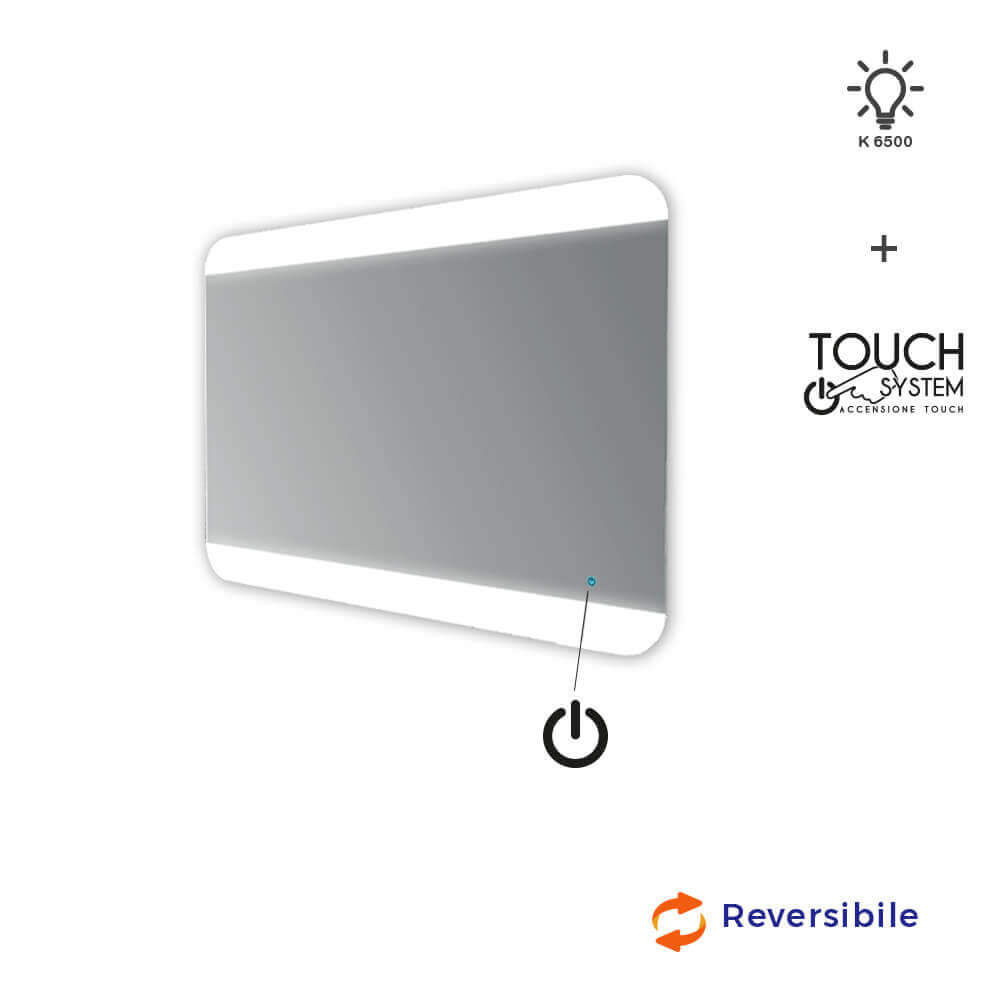 Specchio 70X100 LED touch bordi satinati retroilluminato