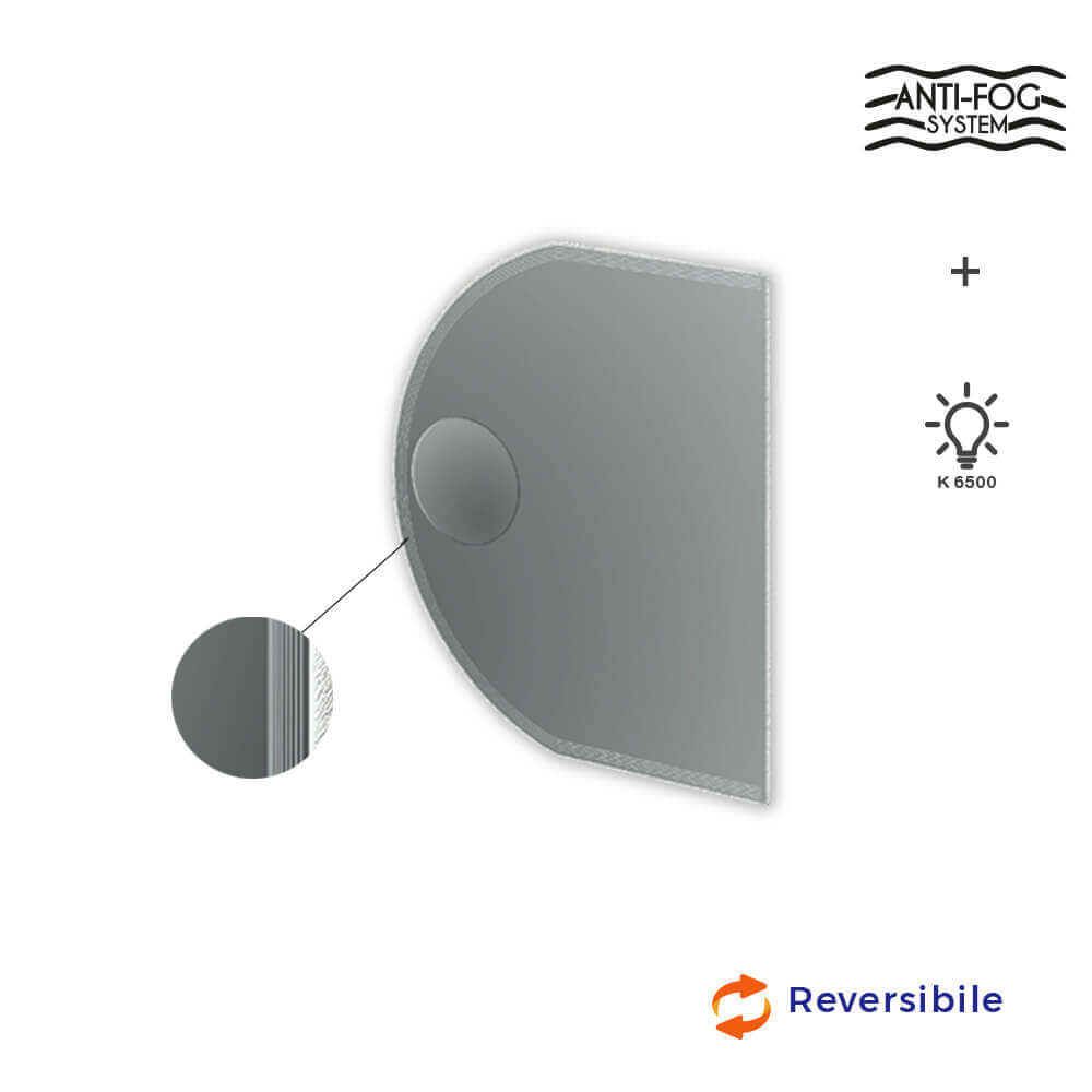 Specchio 80X60 LED righe anti-fog con specchietto ingranditore