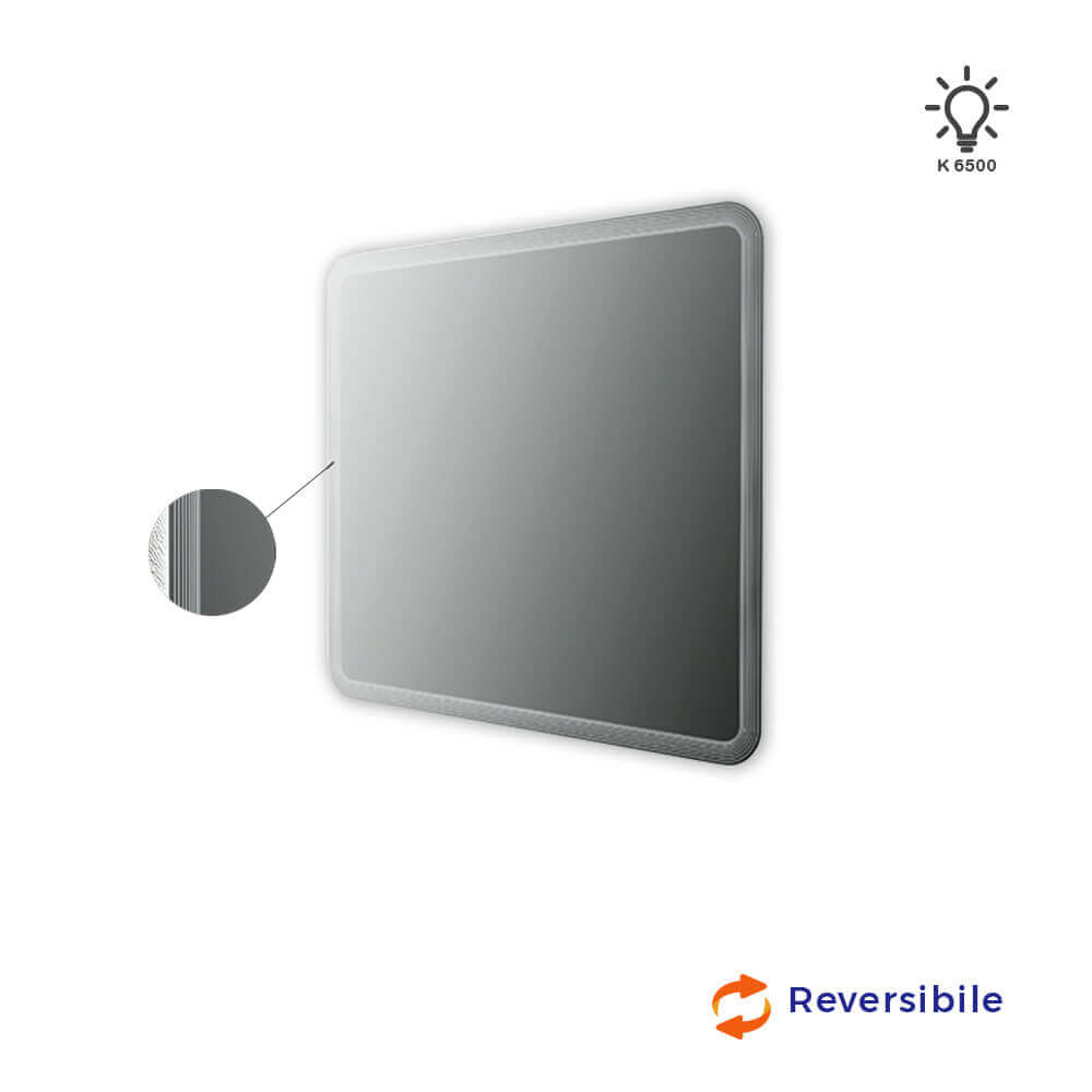 Specchio LED righe intarsiate retroilluminato 90X100 reversibile