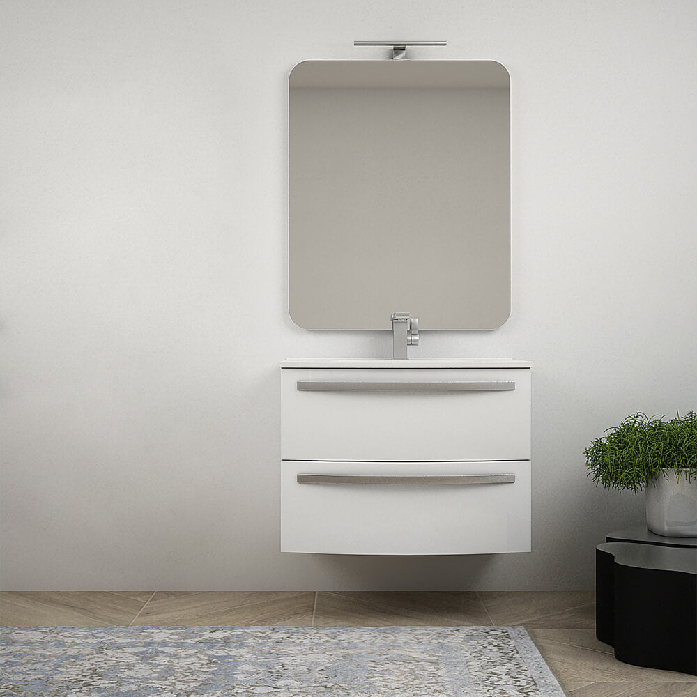 Mobile bagno sospeso 75 cm design tondo bianco lucido - Berlino