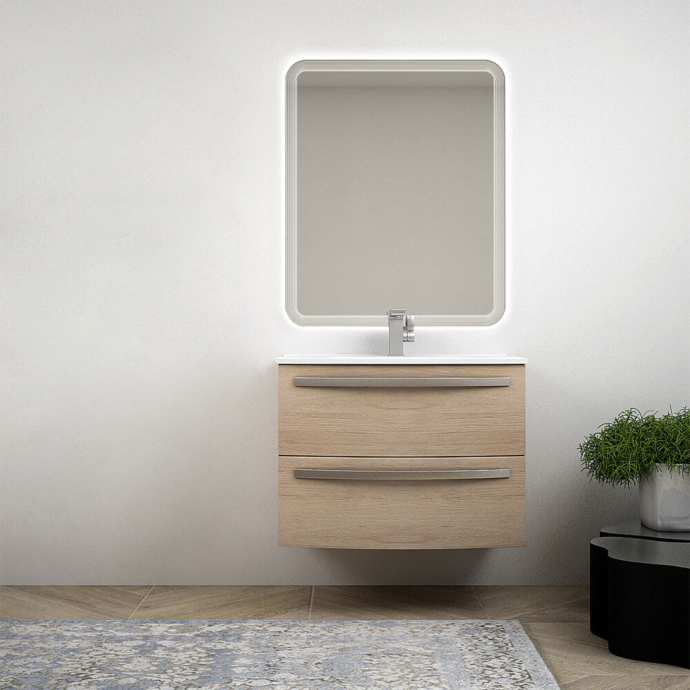 Mobile bagno rovere tabacco sospeso 75 cm design tondo - Berlino