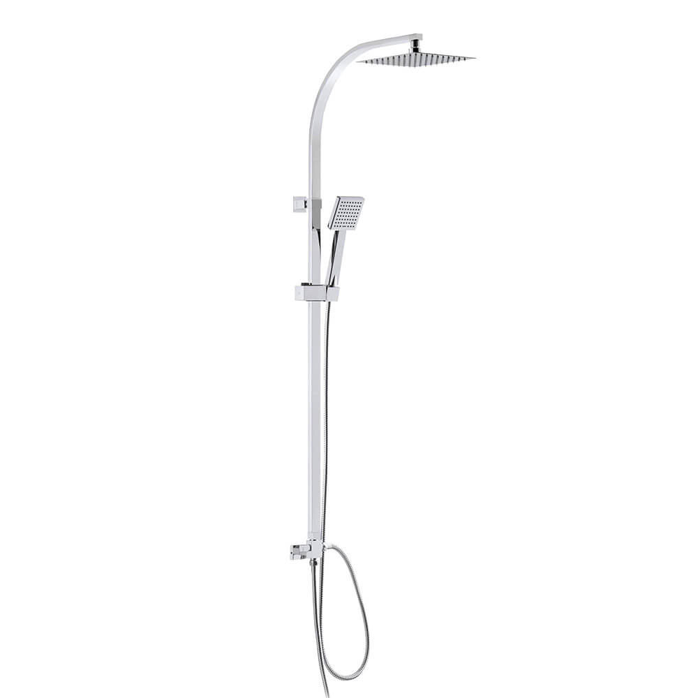 Colonna doccia a sezione rettangolare con deviatore doccetta anticalcare soffione INOX 25X25