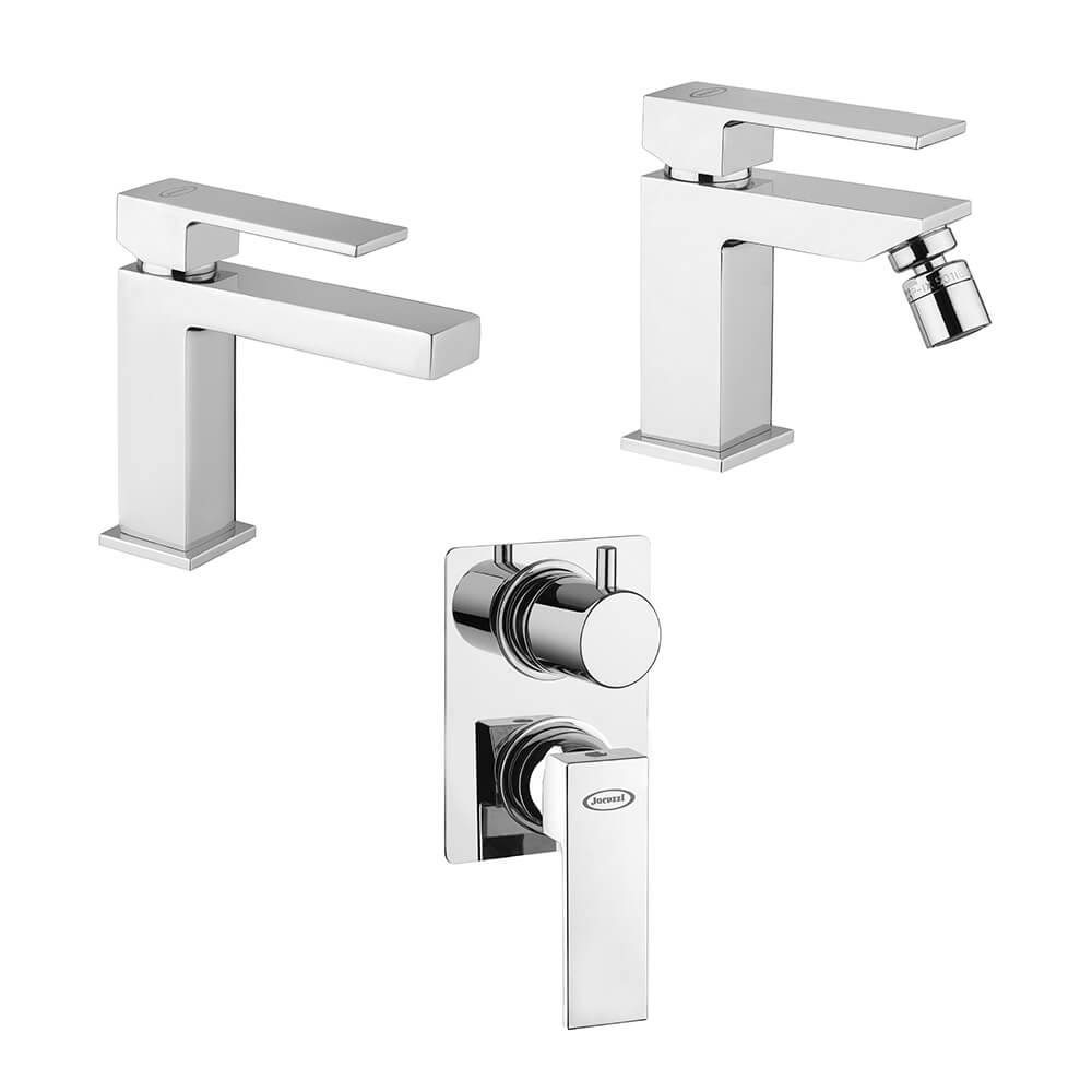 Jacuzzi Rubinetteria set miscelatori lavabo bidet e incasso doccia con deviatore modello Twinkle