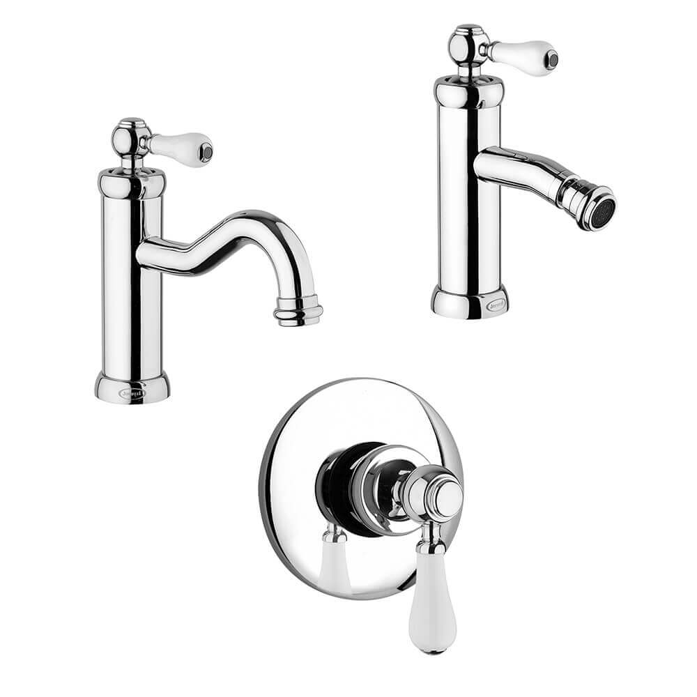 Set miscelatori lavabo bidet ed incasso doccia Jacuzzi Rubinetteria serie Tosca