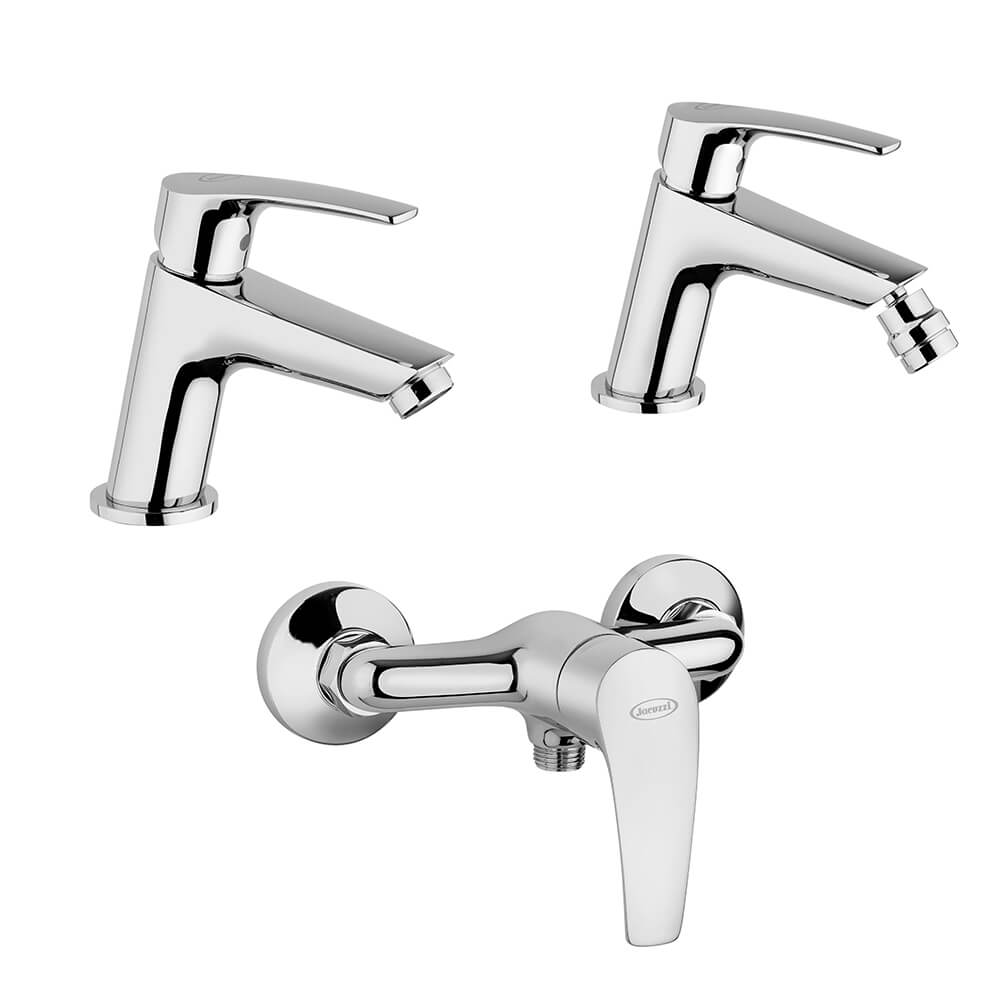 Lucente set miscelatori Jacuzzi | Rubinetteria lavabo e bidet per piletta click clck con esterno doccia