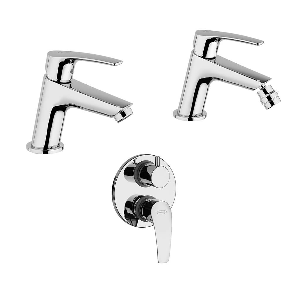 Set miscelatori Jacuzzi | Rubinetteria Lucente lavabo bidet per piletta click clack e incasso doccia con deviatore due uscite