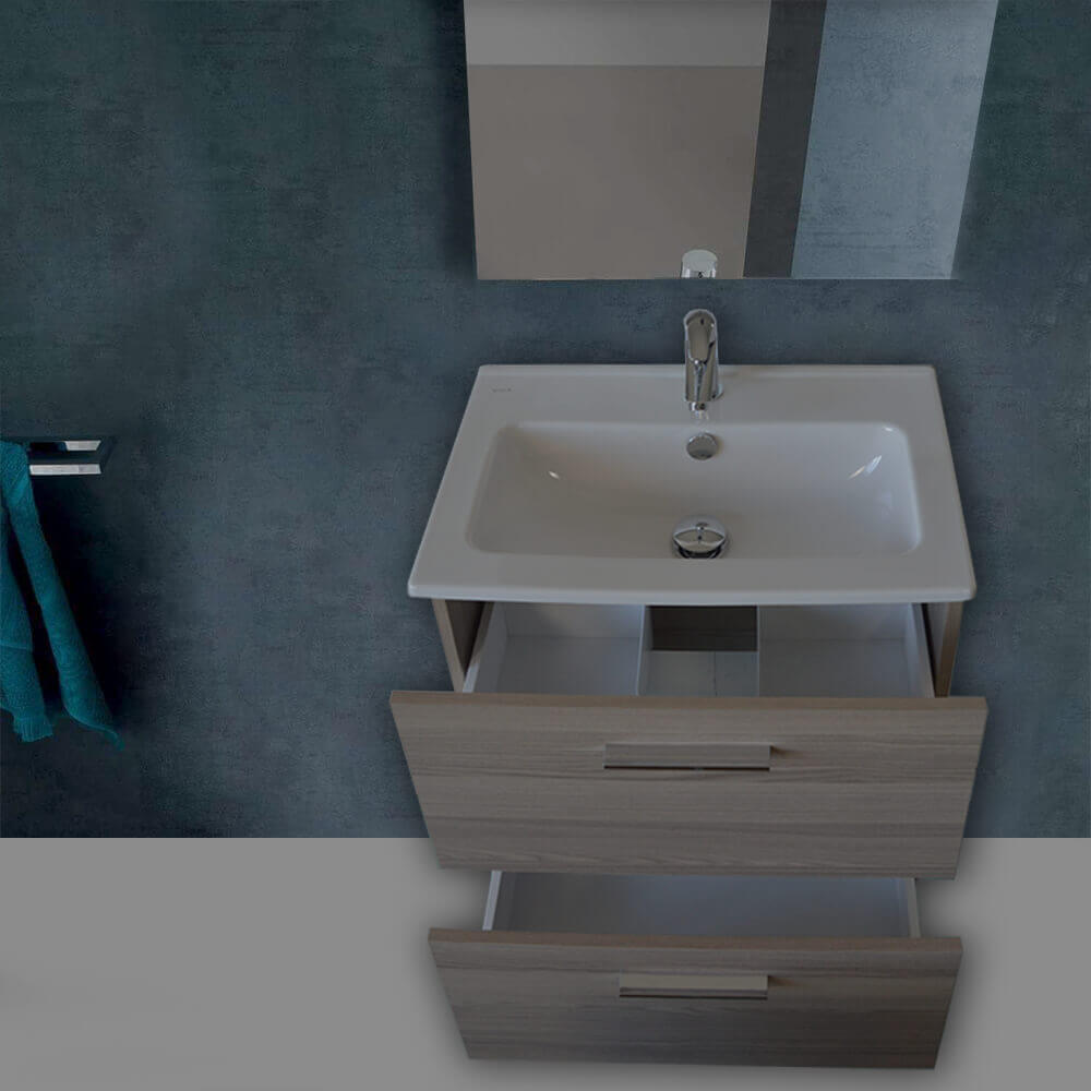 Mobile bagno Vitra 60 cm rovere scuro con specchio e lampada Led