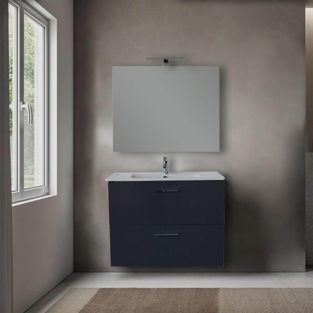 Mobile bagno Vitra 80 cm Antracite con specchio e lampada Led