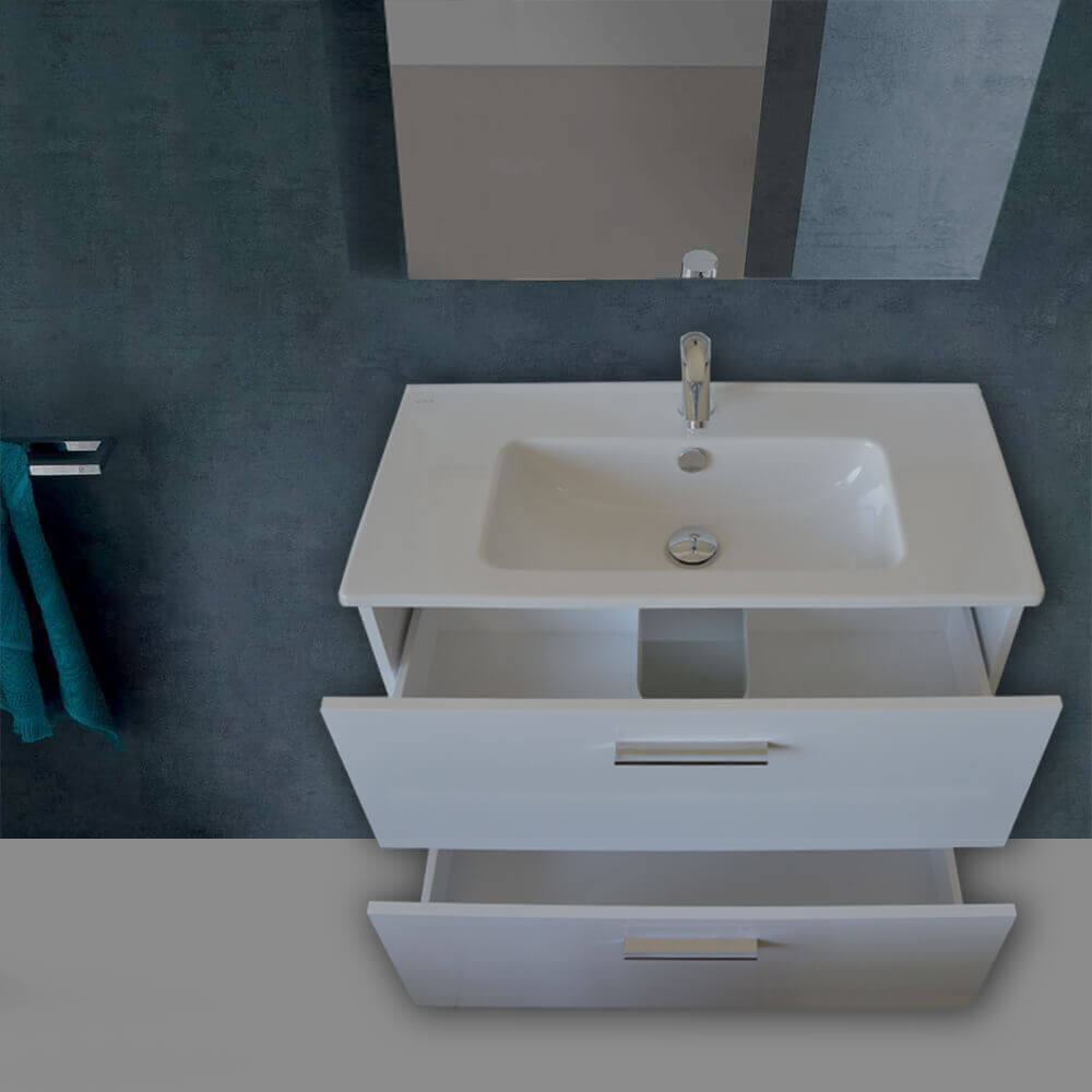 Mobile bagno 80 cm Vitra bianco con specchio e lampada Led