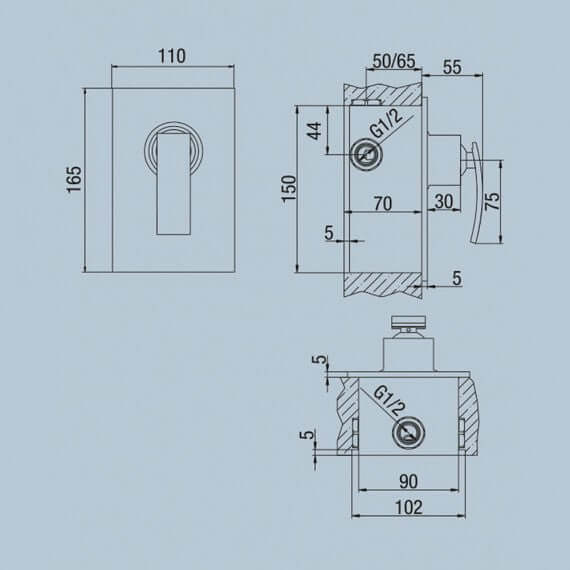 Miscelatore doccia incasso monoleva Jacuzzi | rubinetteria Glint ottone cromato 0IQ00410JA00