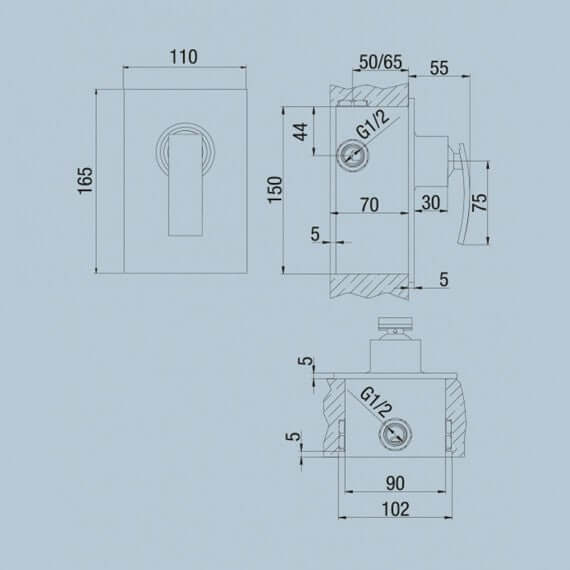 Miscelatore doccia incasso monoleva Jacuzzi | rubinetteria Ray ottone cromato 0IO00410JA00