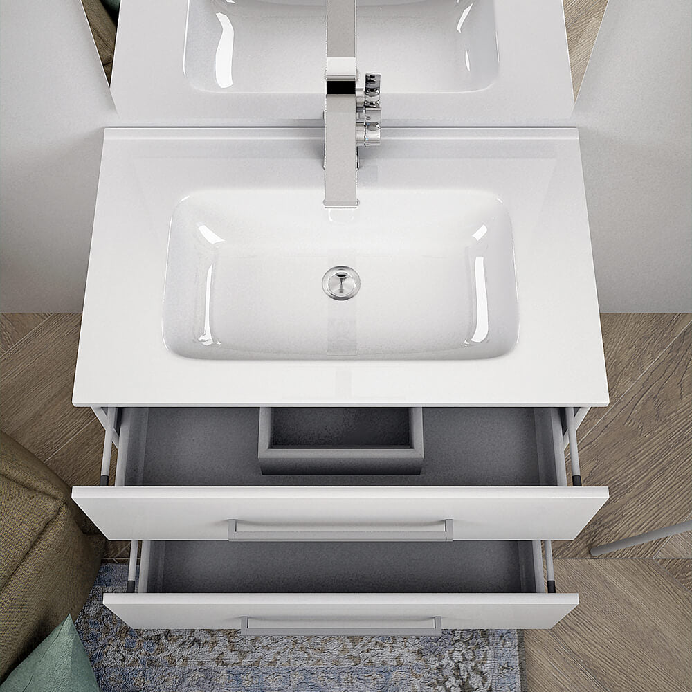 Mobile bagno sospeso bianco lucido 75 cm Mosca