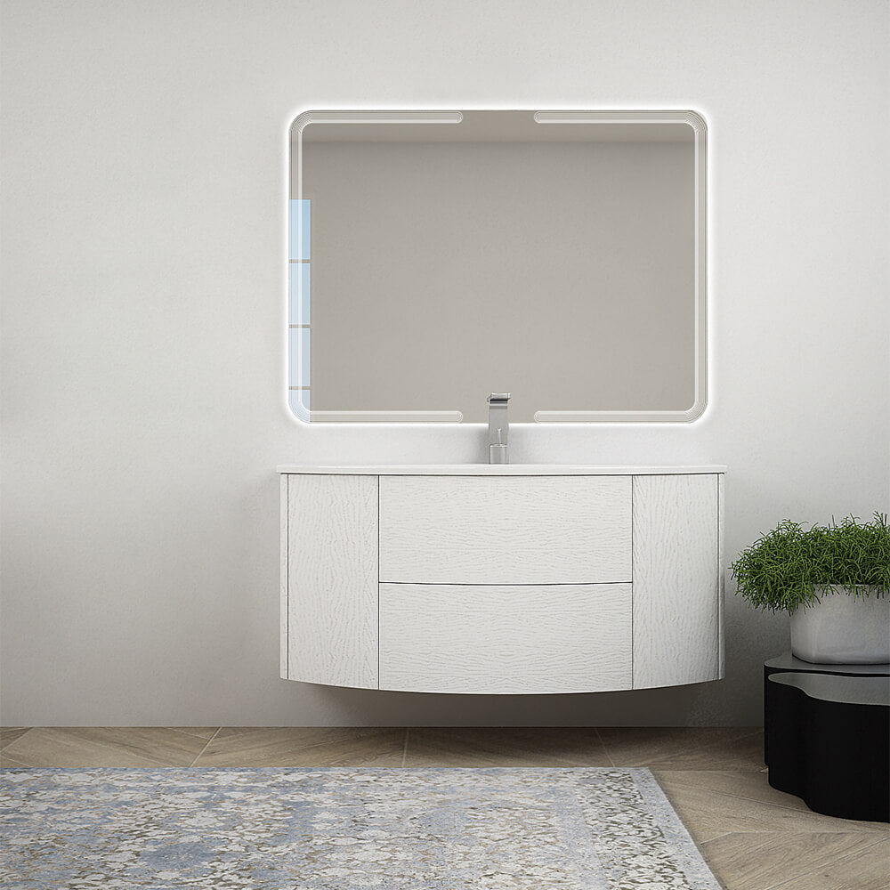 Mobile da bagno bianco frassino sospeso 120 cm