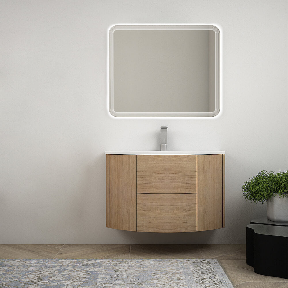 Mobile bagno sospeso Rovere tabacco 90 cm tondo