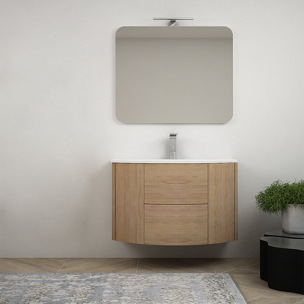 Mobile bagno sospeso Rovere tabacco 90 cm tondo