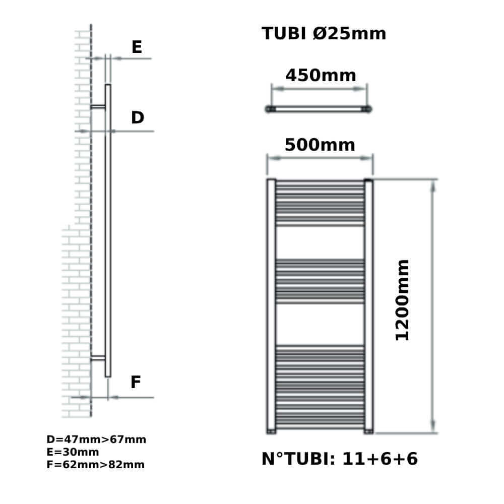 Termoarredo bianco idraulico 50X120 cm Opera Ercos