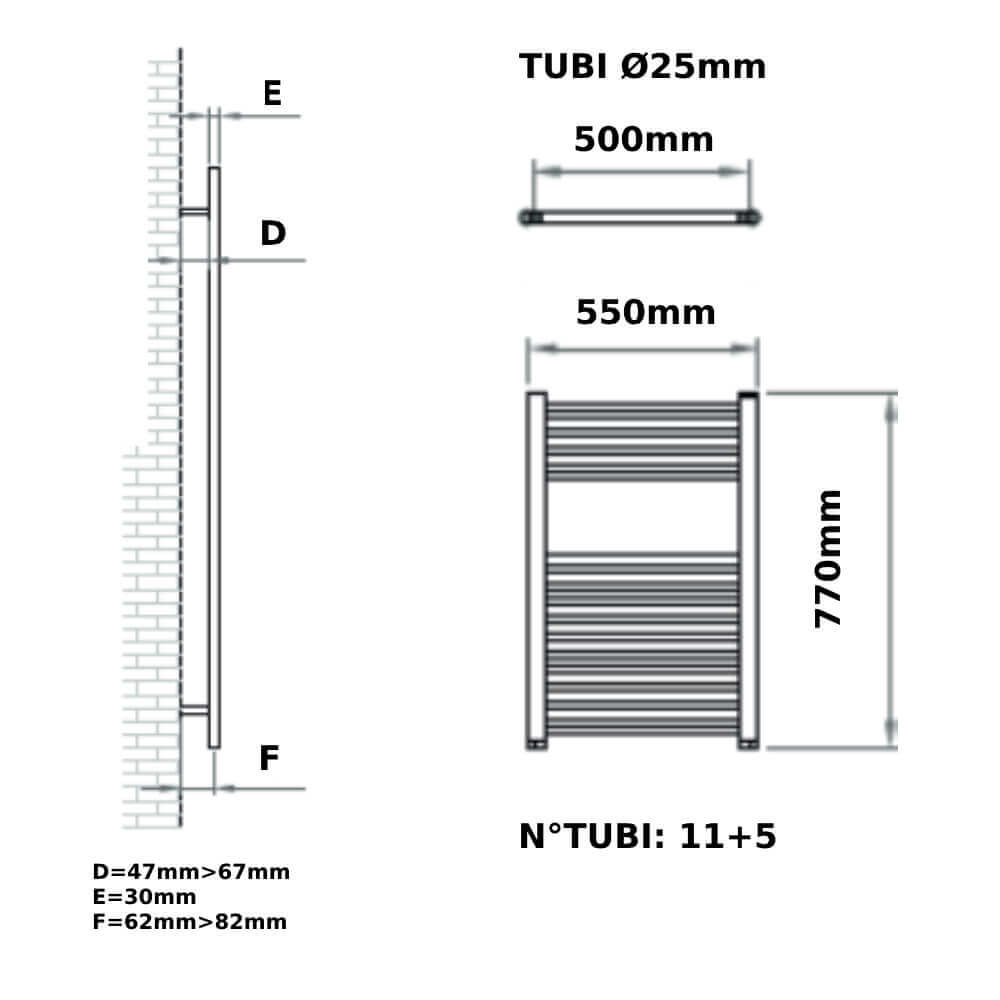 Termoarredo scaldasalviette idraulico bianco 55X77 cm Opera Ercos