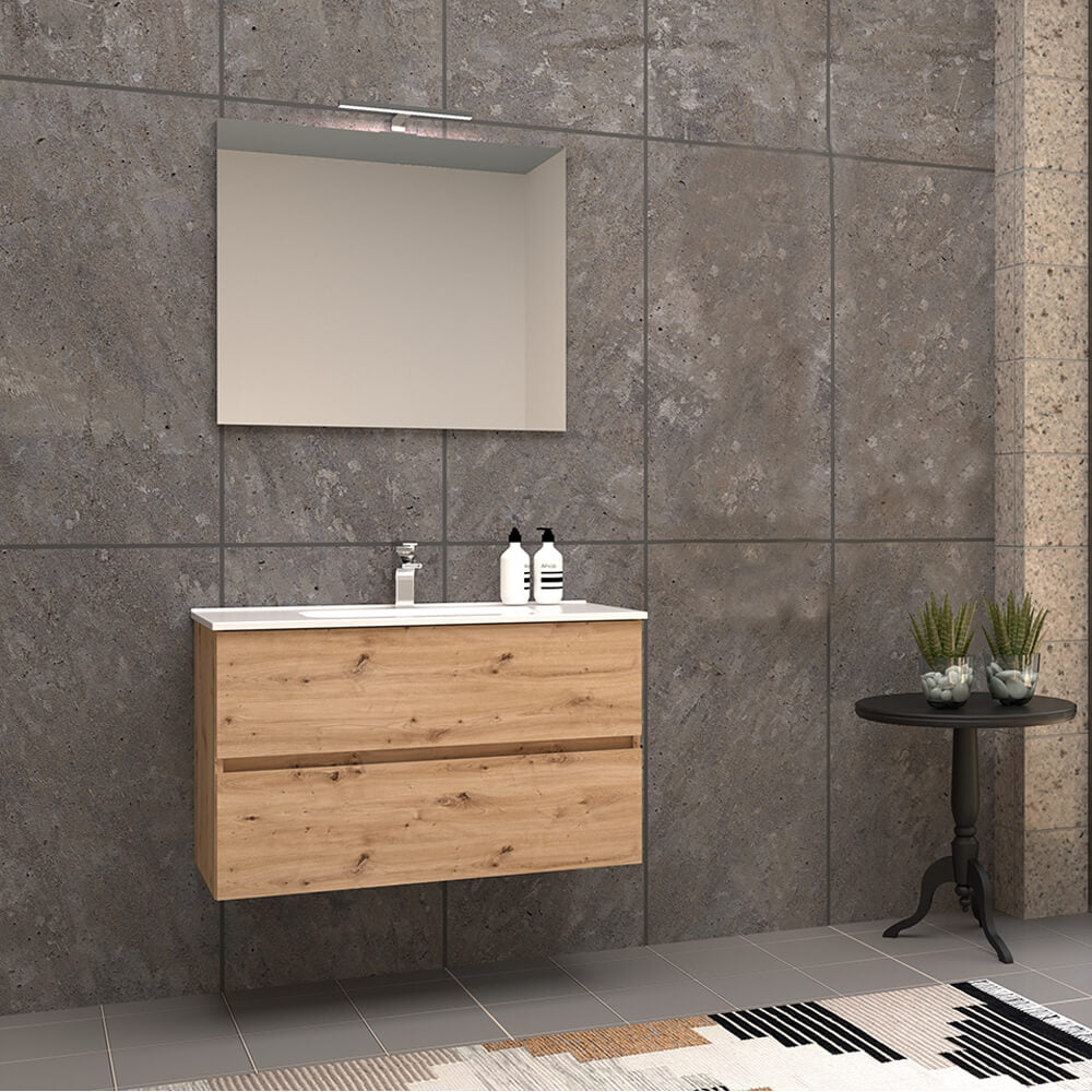 Mobile da bagno rovere nodato 90 cm sospeso Roxy