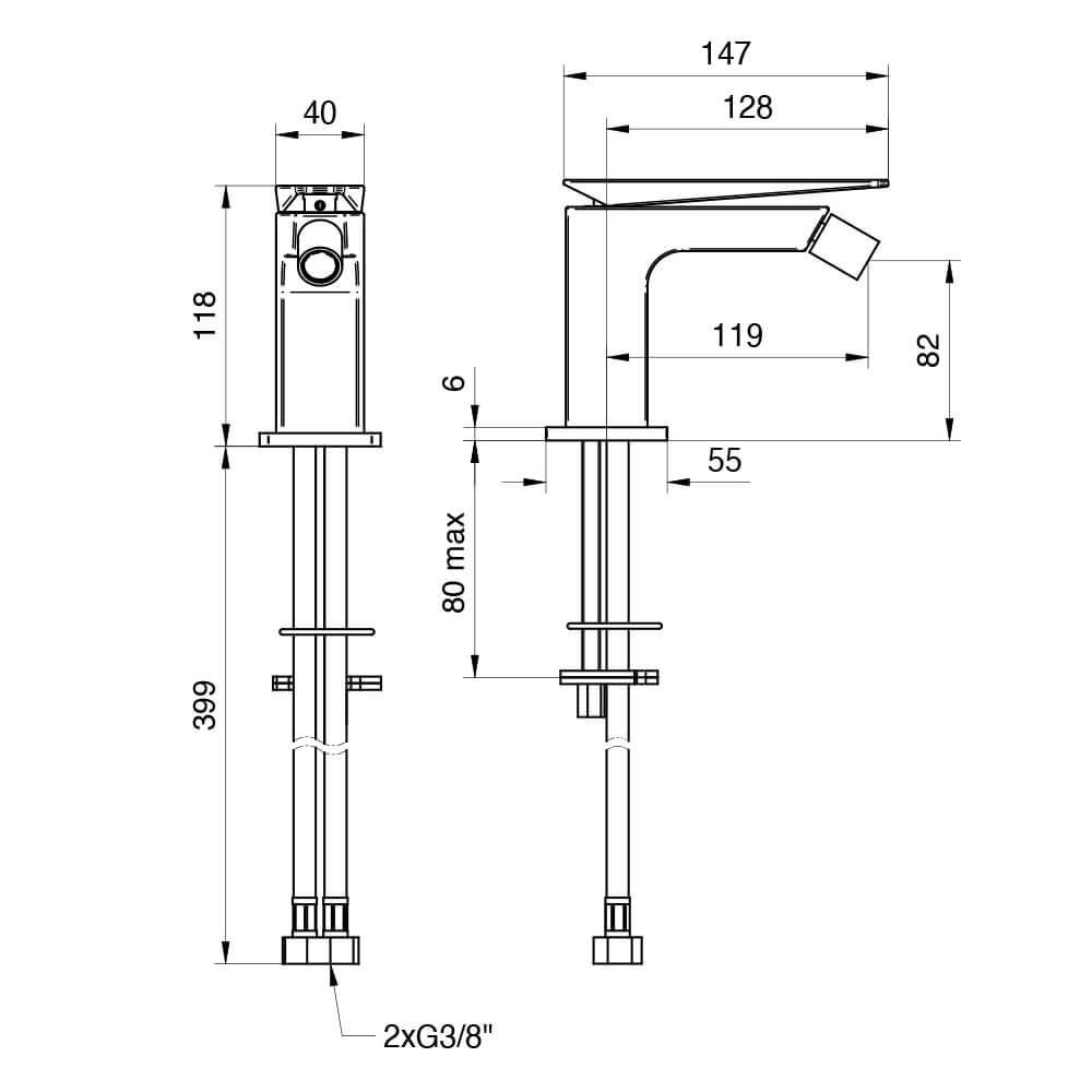 Set miscelatori lavabo + bidet + incasso doccia con deviatore Jacuzzi | rubinetteria Beam