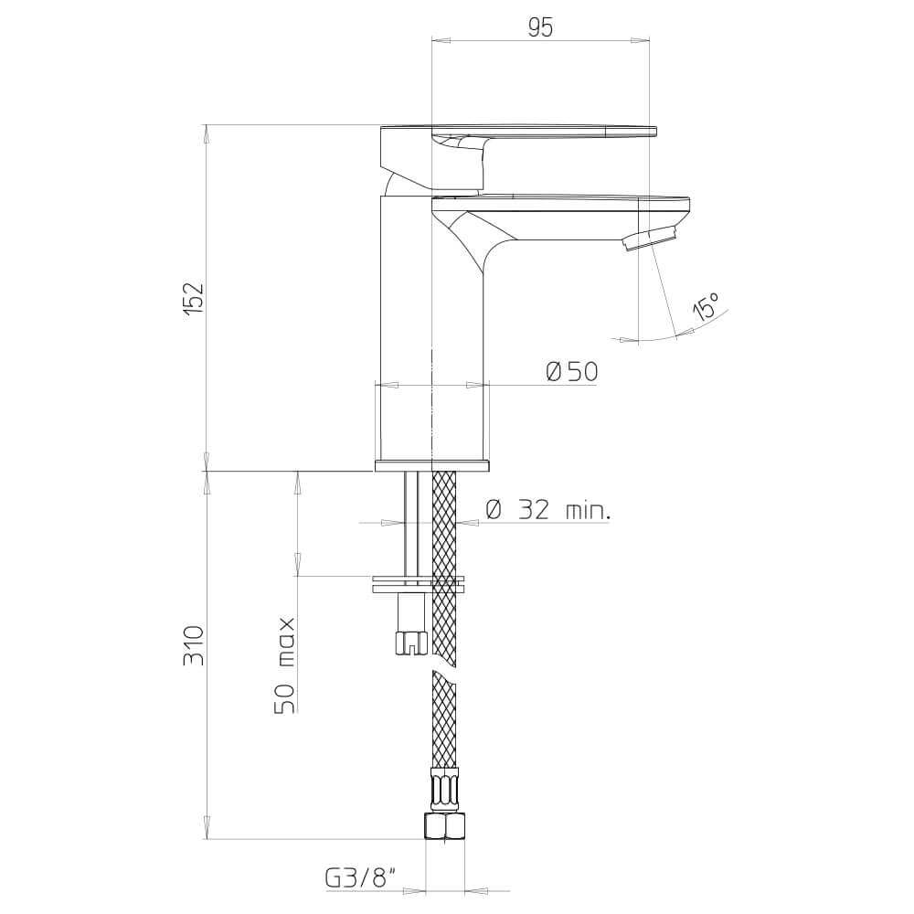 Rubinetto lavabo Jacuzzi Borea nichel e nero opaco per piletta click clack