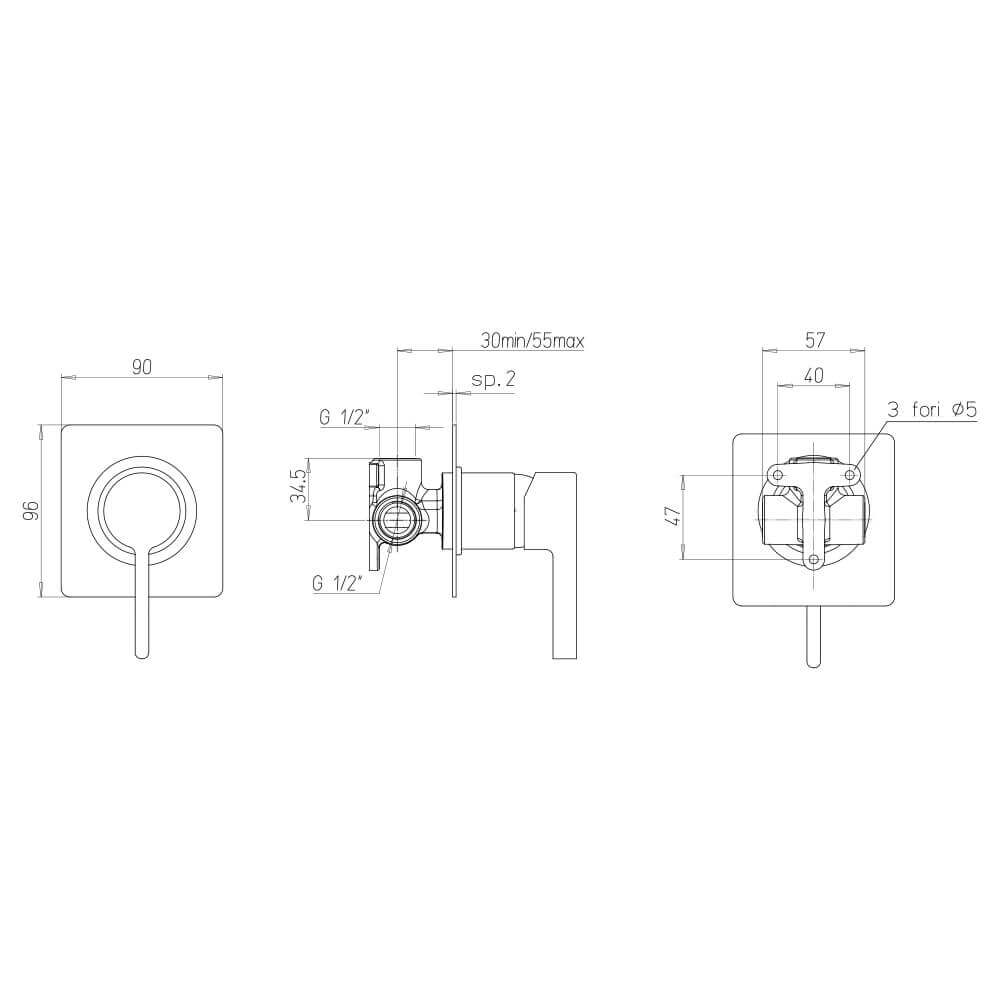 Miscelatore doccia incasso Jacuzzi Rubinetteria modello Fiamma