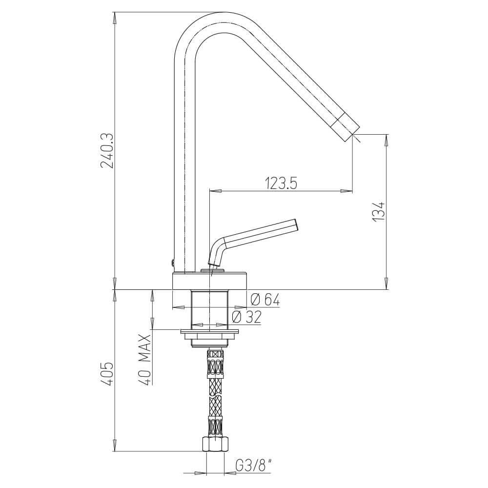 Miscelatore lavabo Jacuzzi Rubinetteria Lumos per piletta click clack