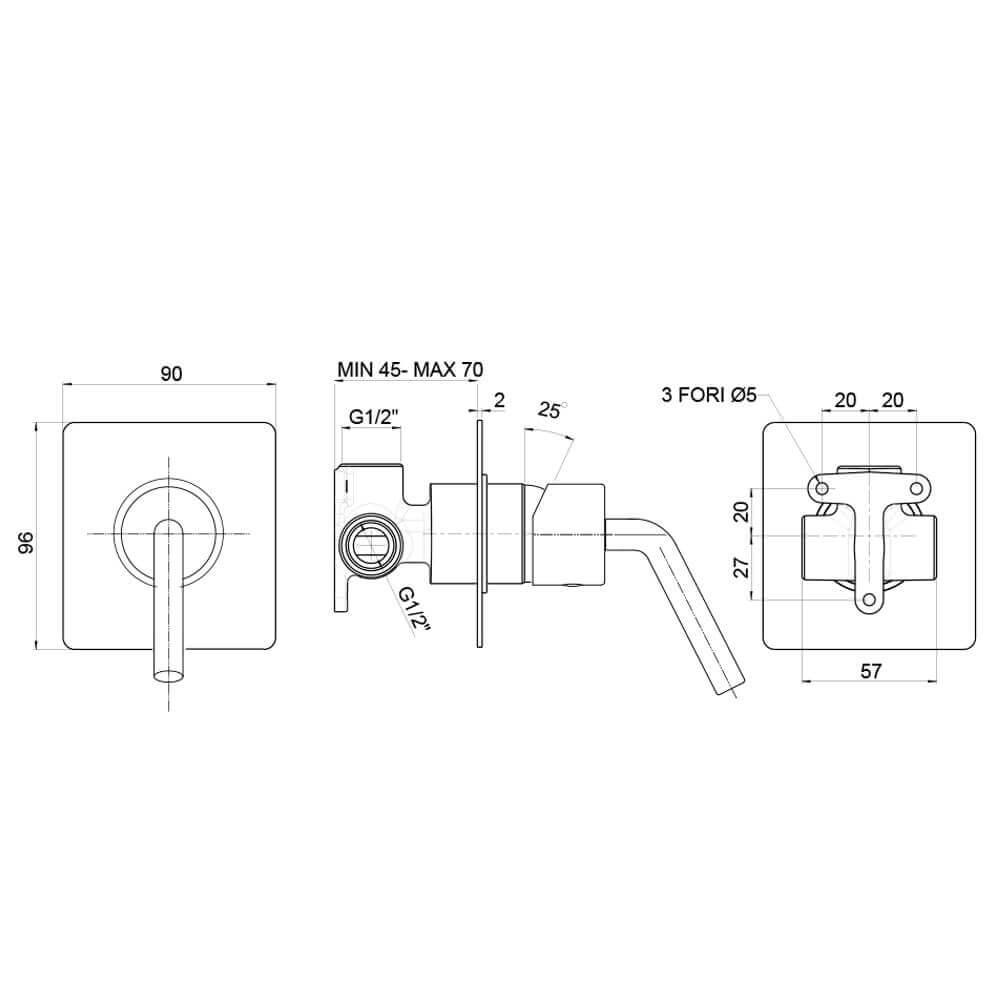 Miscelatore doccia incasso Jacuzzi Rubinetteria serie Lumos