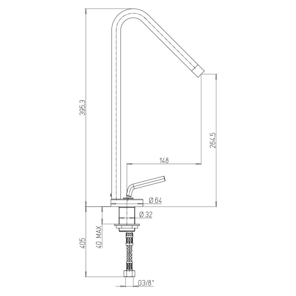 Rubinetto miscelatore lavabo alto nero opaco serie Lumos di Jacuzzi Rubinetteria per piletta click clack