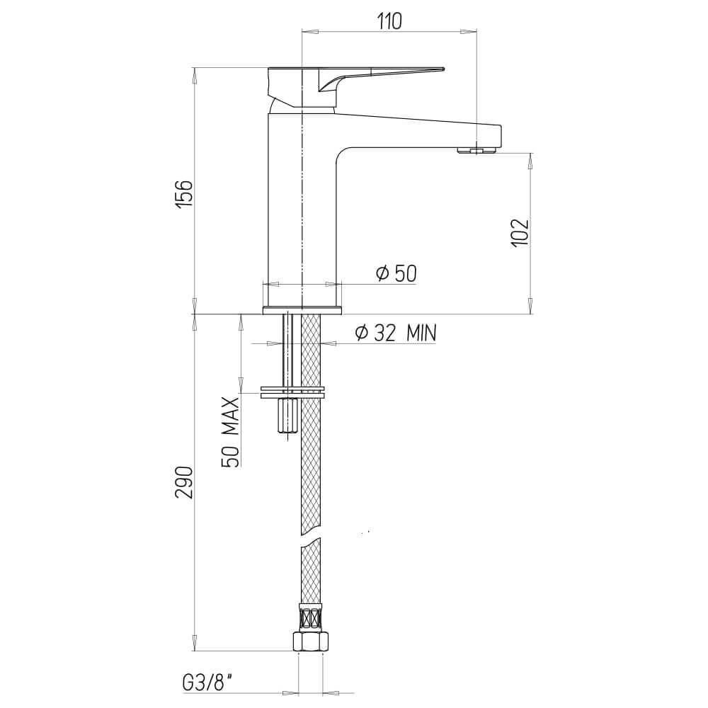 Miscelatore monoforo lavabo Jacuzzi | rubinetteria Moonlight ottone cromato per piletta click clack 0MG00086JA00