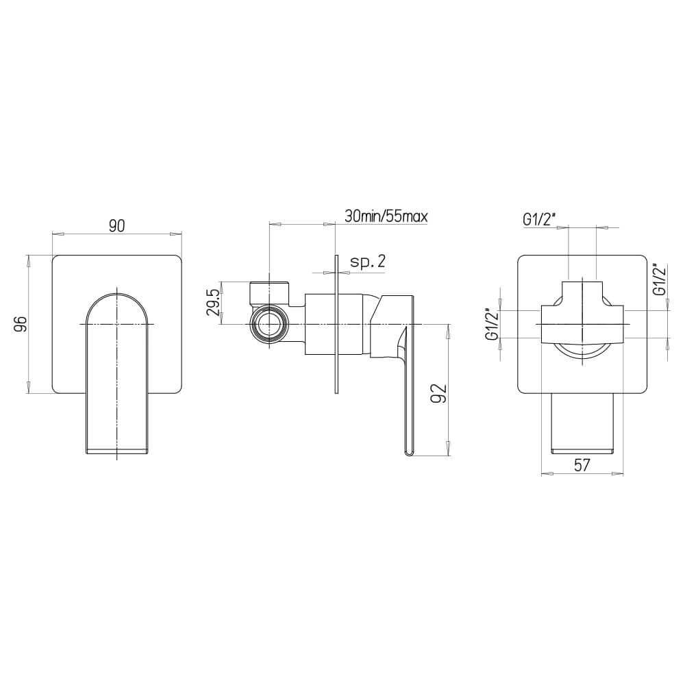 Miscelatore doccia incasso monoleva Jacuzzi| rubinetteria Twilight ottone cromato 0TI00410JA00