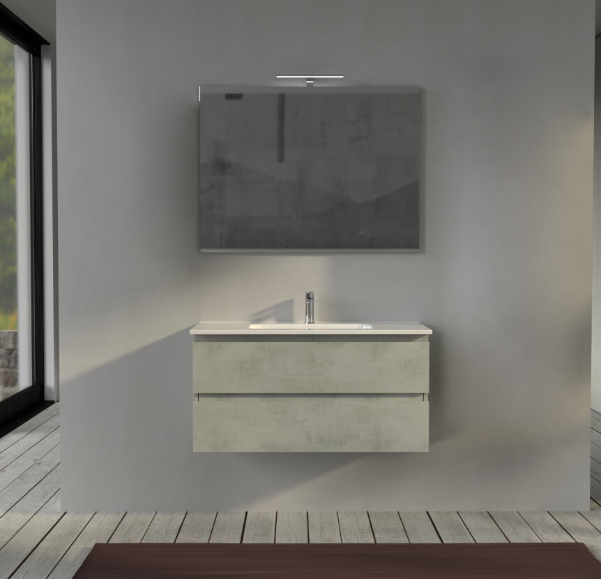 Mobile bagno 100 cm sospeso colore Grigio - Sofia