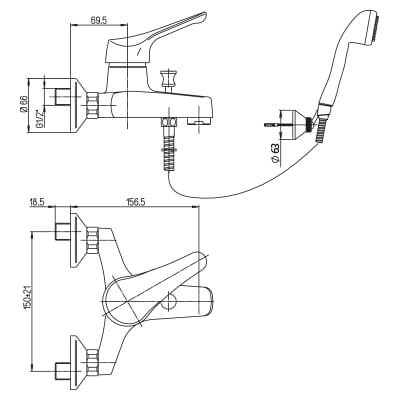 Set miscelatori lavabo + bidet + gruppo vasca Ariel di Piralla ottone cromato con PILETTA DI SCARICO INCLUSA 0RE00088A21 0RE00094A21 0RE00003A16