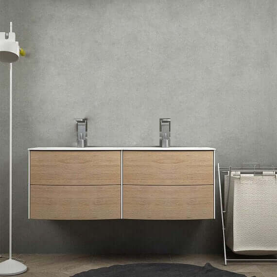 Rio mobile da bagno sospeso 120 cm doppia vasca rovere tabacco