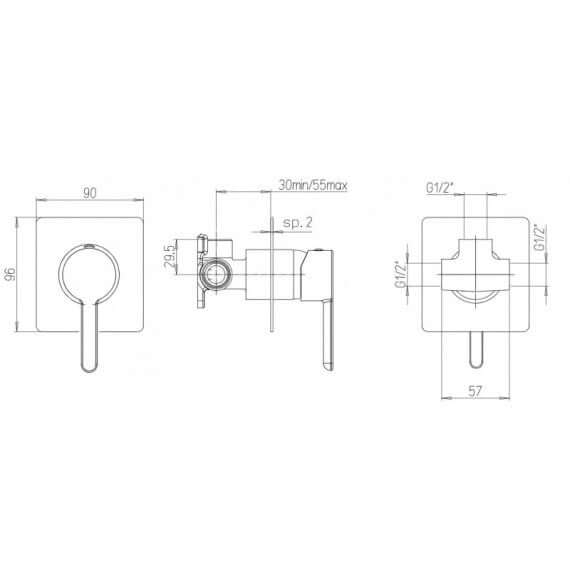 Miscelatore nero doccia incasso monoleva Jacuzzi | rubinetteria Sunset ottone 0SUYO410JA01