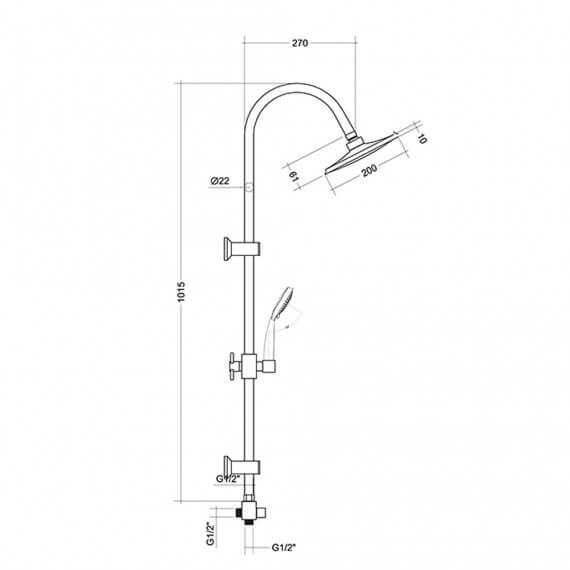 Colonna doccia con deviatore doccetta e soffione tondo 20 cm